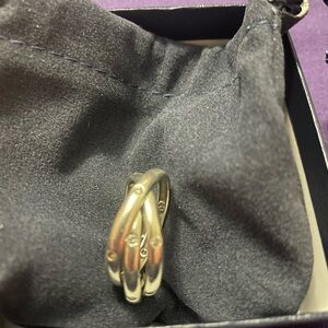 Sterling Silver Rolling Rings with Diamonique Accents